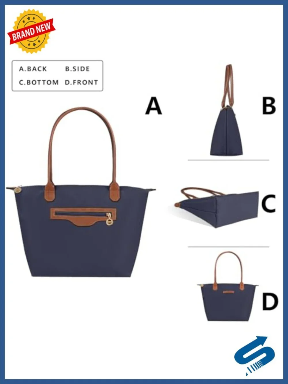 Nylon Tote Bag for Women Lightweight Designer Handbag with Zipper, Durable Purse